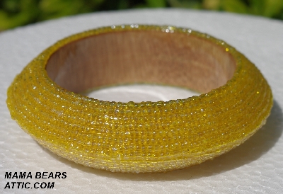 +MBA #5556-507  "3 Cut Yellow Luster Glass Seed Bead Bangle Bracelet"
