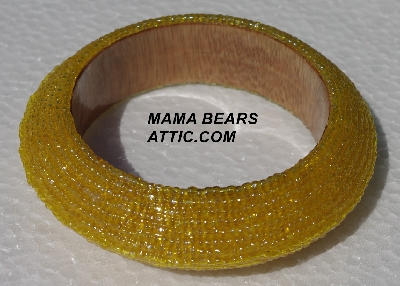 +MBA #5556-507  "3 Cut Yellow Luster Glass Seed Bead Bangle Bracelet"