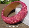+MBA #5556-623  "Pink & Clear Glass Seed Bead Bangle Bracelet"