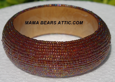 +MBA #5556-638  "Rainbow Rootbeer Glass Seed Bead Bangle Bracelet"