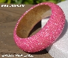 +MBA #5556-690  "Bright Pink Lined Glass Seed Bead Bangle Bracelet"