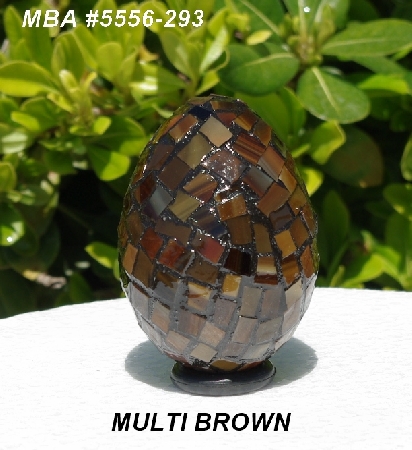 +MBA #5556-293  "Multi Brown Stained Glass Mosaic Egg"