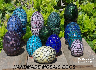 +MBA #5556-293  "Multi Brown Stained Glass Mosaic Egg"