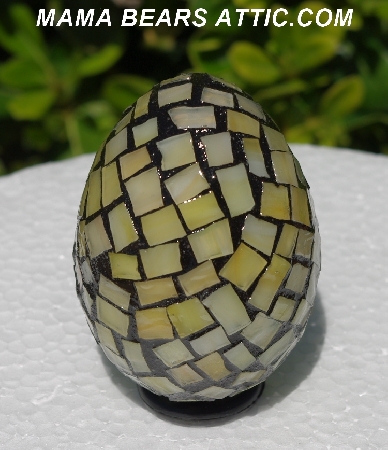 +MBA #5556-300  "Light Yellow Stained Glass Mosaic Egg"
