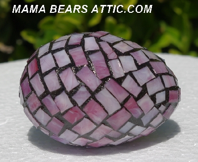 +MBA #5556-327  "Multi Pink Stained Glass Mosaic Egg"