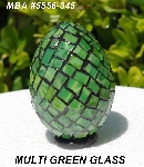 +MBA #5556-345  "Multi Green Stained Glass Mosaic Egg"