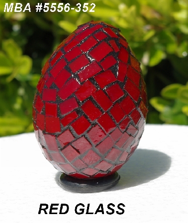 +MBA #5556-352  "Red Stained Glass Mosaic Egg"