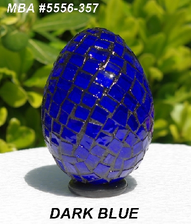 +MBA #5556-357  "Dark Blue Stained Glass Mosaic Egg"