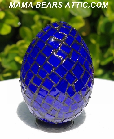 +MBA #5556-357  "Dark Blue Stained Glass Mosaic Egg"