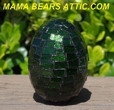 +MBA #5556-469  "Large Green Glitter Glass Mosaic Egg"