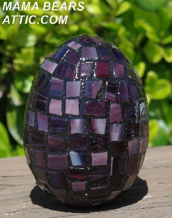 +MBA #5556-482  "Multi Dark Purple Stained Glass Large Mosaic Egg"