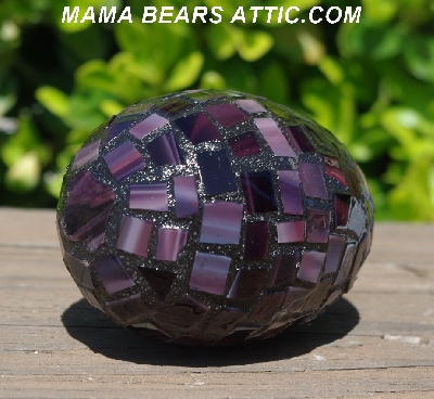 +MBA #5556-482  "Multi Dark Purple Stained Glass Large Mosaic Egg"