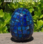 +MBA #5556-486  "Large Multi Blue Stained Glass Mosaic Egg "