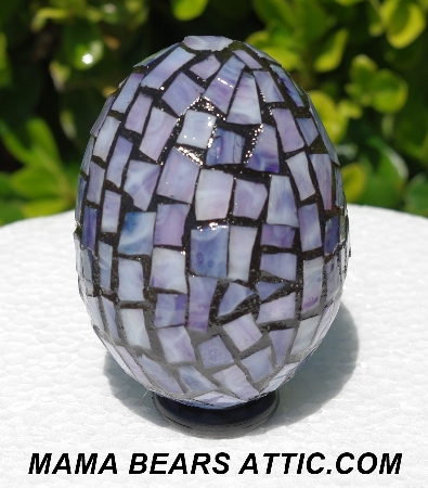 +MBA #5556-280  "Large Multi Purple Stained Glass Mosaic Egg"