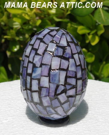 +MBA #5556-280  "Large Multi Purple Stained Glass Mosaic Egg"