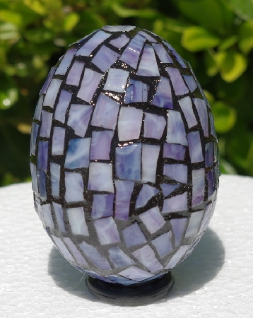 +MBA #5556-280  "Large Multi Purple Stained Glass Mosaic Egg"