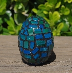 +MBA #5556-474  "Blue Green Stained Glass Mosaic Egg"