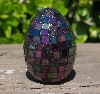 +MBA #5556-490  "Iridescent Purple Stained Glass Mosaic Egg"