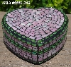 +MBA #5558-269  "Pink & Green Stained Glass Mosaic Heart Shaped Mosaic Jewelry Trinket Box"