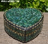 +MBA #5558-304  "Gold & Multi Green Stained Glass Heart Shaped Mosaic Jewelry Trinket Box"