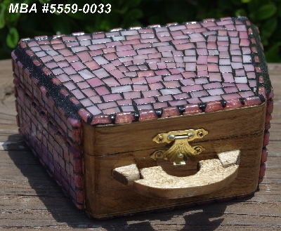 +MBA #5559-0033  "Pink Stained Glass Purse Shaped Mosaic Jewelry Trinket Box"