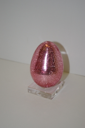 +MBA #10-235  1990's Large Pink Cracked Glass Egg