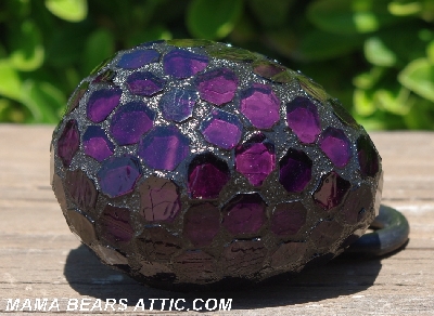 +MBA #5600-0018  "Dark Purple Stained Glass Mosaic Egg"