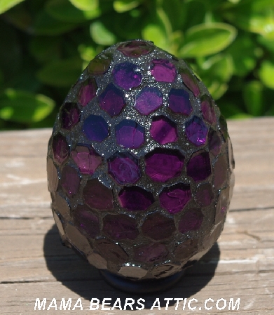 +MBA #5600-0018  "Dark Purple Stained Glass Mosaic Egg"