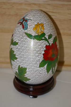 +MBA #10-159  Jumbo Cloisaonne Pink Flower Egg