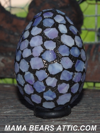 +MBA #5600-114  "Multi Purple Stained Glass Mosaic Egg"