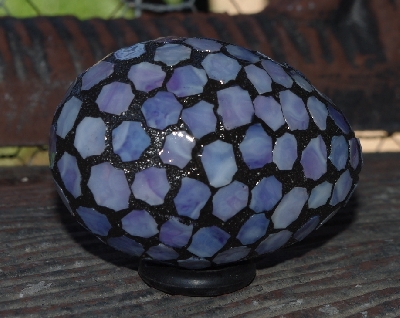+MBA #5600-114  "Multi Purple Stained Glass Mosaic Egg"