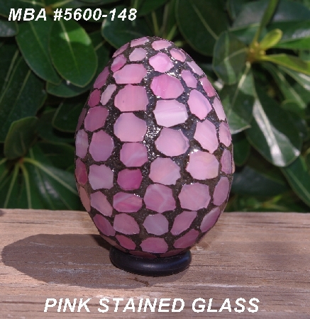 +MBA #5600-148  "Rose Quartz Pink Stained Glass Mosaic Egg"