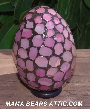 +MBA #5600-148  "Rose Quartz Pink Stained Glass Mosaic Egg"