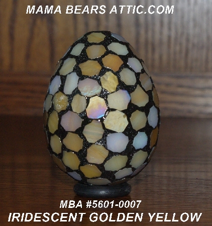 +MBA #5601-0006  "Iredescent Golden Yellow Stained Glass Mosaic Egg"
