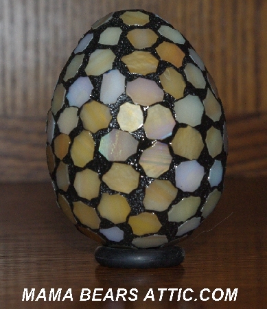 +MBA #5601-0006  "Iredescent Golden Yellow Stained Glass Mosaic Egg"