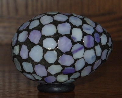 +MBA #5601-0055  "White & Lavender Stained Glass Mosaic Egg"