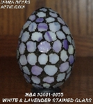 +MBA #5601-0055  "White & Lavender Stained Glass Mosaic Egg"