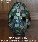+MBA #5601-0074  "Multi Green Stained Glass Mosaic Egg"