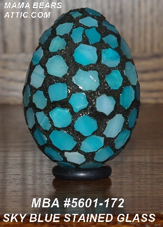 +MBA #5601-172  "Sky Blue Stained Glass Mosaic Egg"