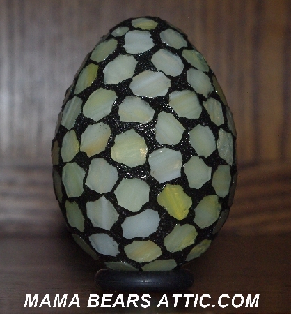 +MBA #5601-217  "Pale Yellow Stained Glass Mosaic Egg"