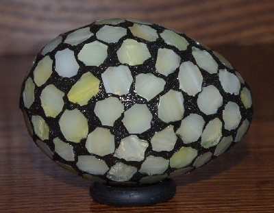 +MBA #5601-217  "Pale Yellow Stained Glass Mosaic Egg"