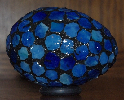 +MBA #5601-233  "Multi Blue Stained Glass Egg"