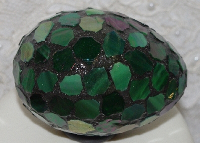 +MBA #5602-0038  "Iridescent Drak Green Stained Glass Mosaic Egg"