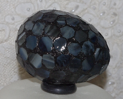 +MBA #5602-0040  "Multi Grey Stained Glass Mosaic Egg"