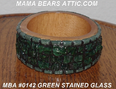 +MBA #5603-0142 "Green Stained Glass Bangle Bracelet"