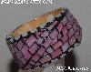 +MBA #5603-106 "Pink & White Stained Glass Bangle Bracelet"