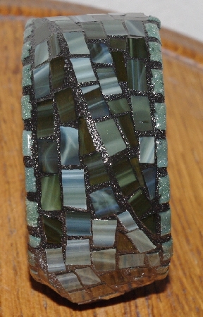 +MBA #5603-0059  "Deep Green Stained Glass Bangle Bracelet"