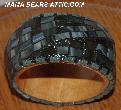 +MBA #5603-0059  "Deep Green Stained Glass Bangle Bracelet"