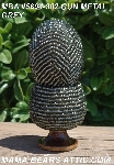 +MBA #5604-302  "Gun Metal Grey Glass Seed Bead Egg With Matching Egg Cup"