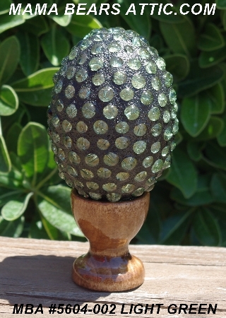 +MBA #5604-002  "Light Green Glass Bead Mosaic Egg With Stand"
